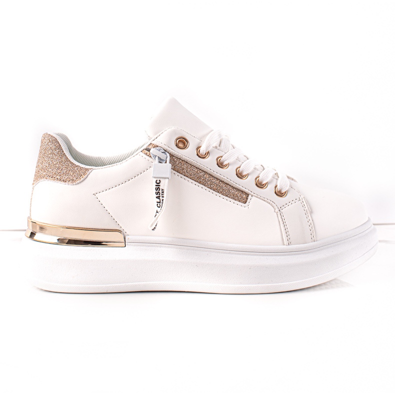 BUONAROTTI Vita sneakers med dekorativ dragkedja