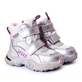 PJ2 Varma snöstövlar med kardborreband Silver Percy grå