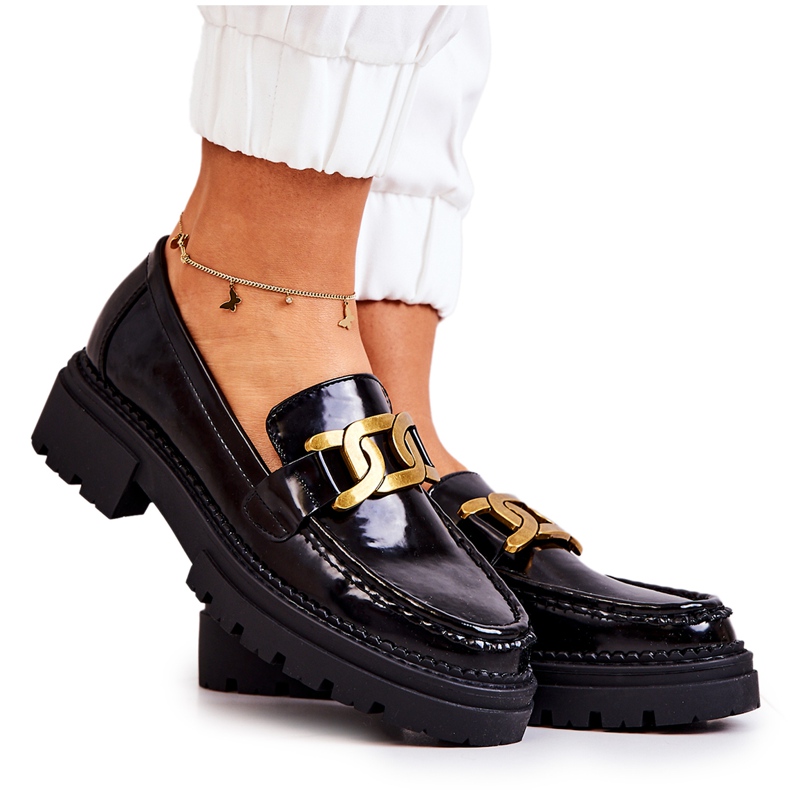 PL5 Lackade Loafers Med La.Fi-dekoration Svart Laurene