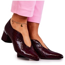 PA2 Läder Snakeskin Pumps Burgundy Alissa röd mångfärgad