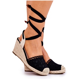 FC2 Espadriller På Svart Genombruten Kil Lettica