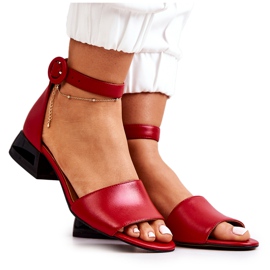 Lädersandaler på hög klack Laura Messi 2143 Röd