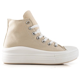 Trendiga sneakers på plattformen beige