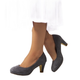 BM Grå pumps på en Vitoria-klack