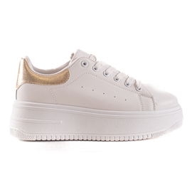 Fashion Trendiga sneakers på plattformen vit gyllene
