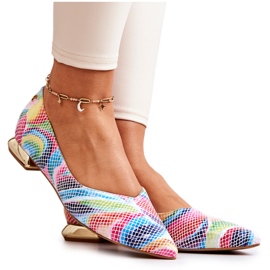 Ballerinor för damer Laura Messi Leather Rainbow 2193 mångfärgad