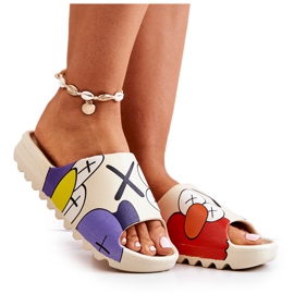 PS1 Tryckta gummitofflor Beige Monsters