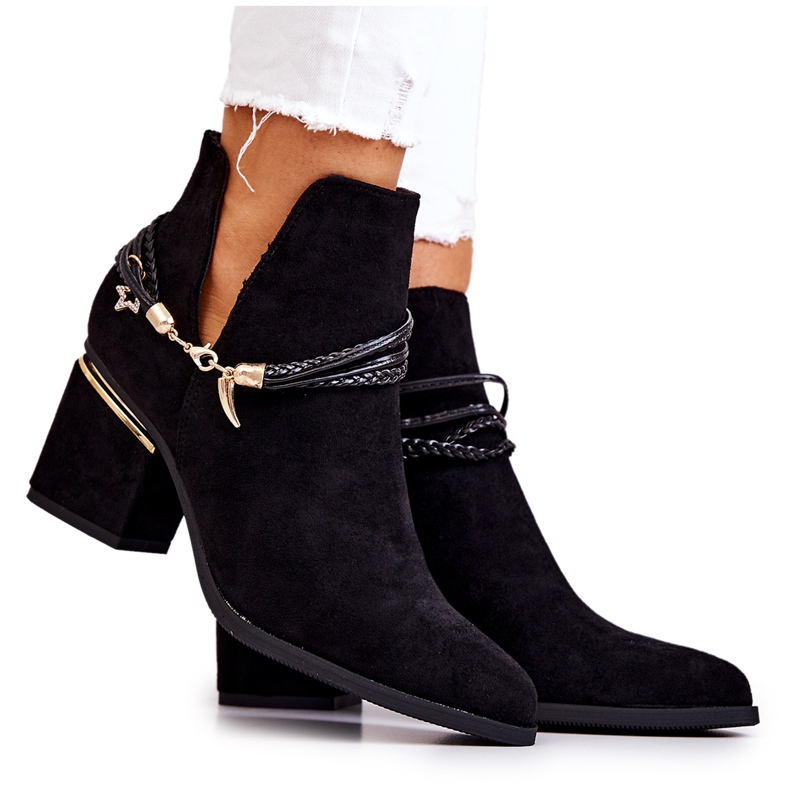 PS1 Inessa Cowboystövlar i svart mocka med ränder