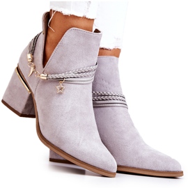 PS1 Inessa Grå Cowboystövlar i mocka med ränder