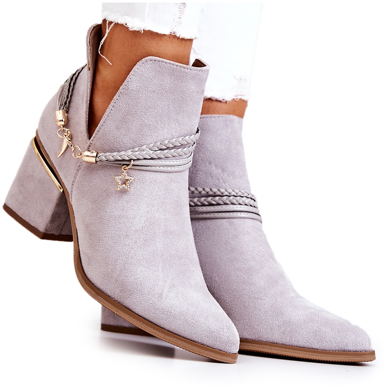 PS1 Inessa Grå Cowboystövlar i mocka med ränder