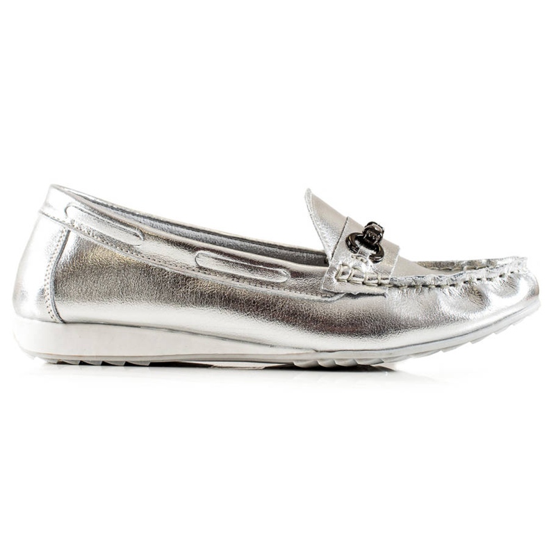 Goodin Silver Läder Loafers silver-