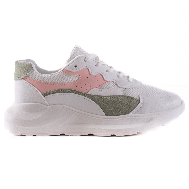 TRENDI Casual vita sneakers rosa grön