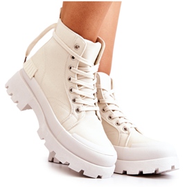 PS1 Faithfull Beige bundna vandringskängor ecru