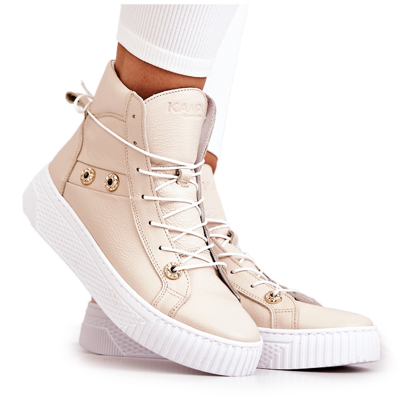 PK1 High Boot Läder Sneakers Beige Ashlee