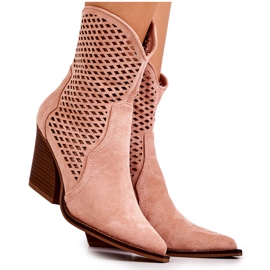 FB1 Genombrutna Cowboystövlar På En Post Rosa Caroline