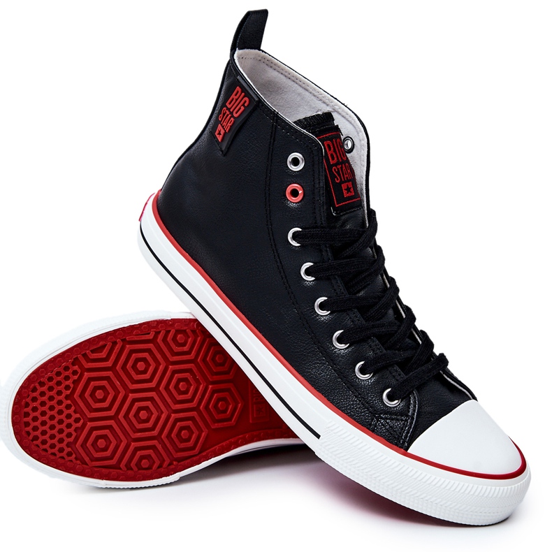 Höga lädersneakers för män Big Star JJ174070 Svart