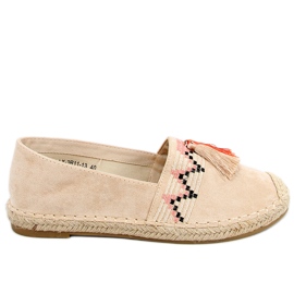 Boho espadrillor med Birna Beige fransar