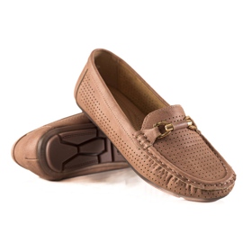 Primavera Genombrutna loafers med ornament beige rosa