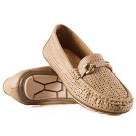 Primavera Genombrutna loafers med ornament beige