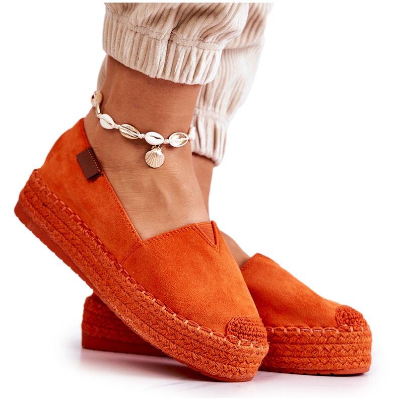 FB2 Lesley Orange Slip-On Mocka Espadrilles