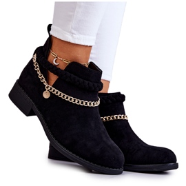 PS1 Svarta stövlar i mocka med kedja Talitha