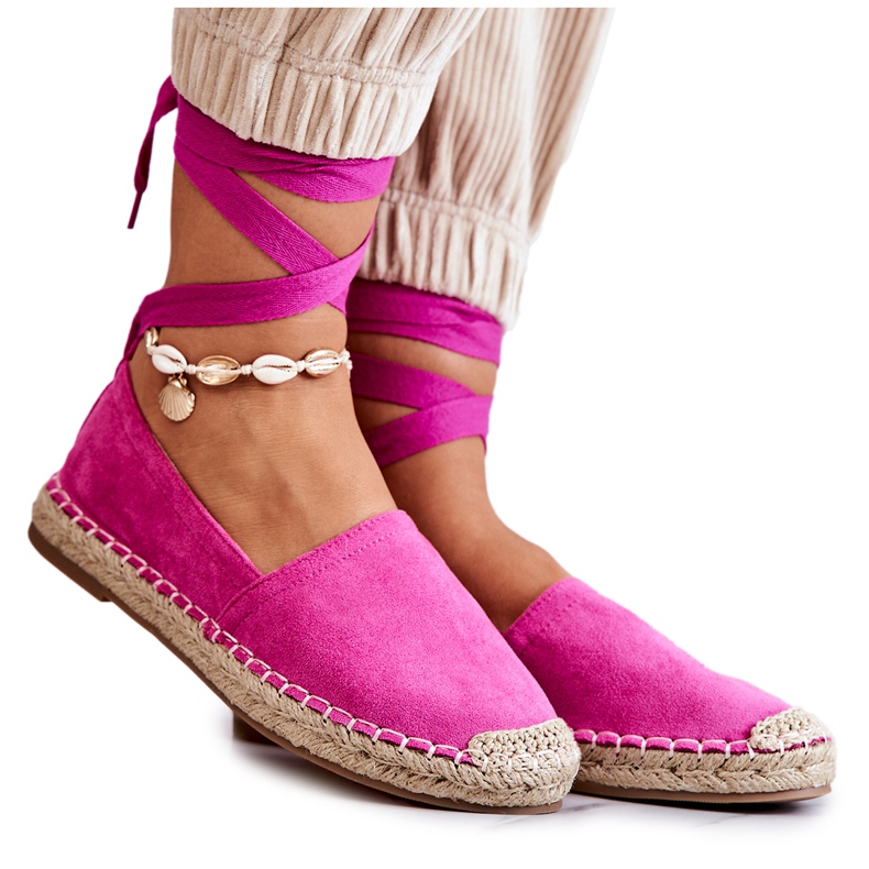 FB1 Tied Mocka Espadrilles Fuchsia Ismanne rosa