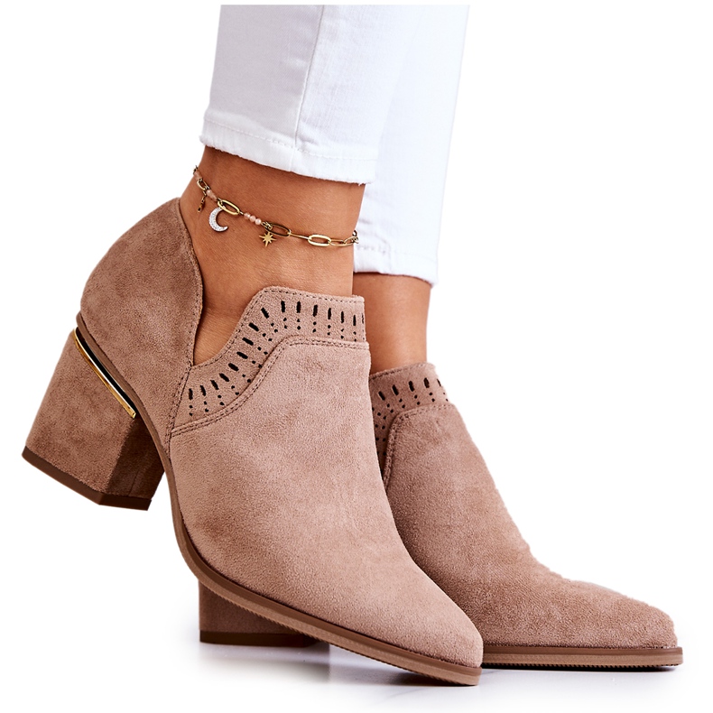 PS1 Mörkbeige Mocka Openwork Cowboystövlar Valerie