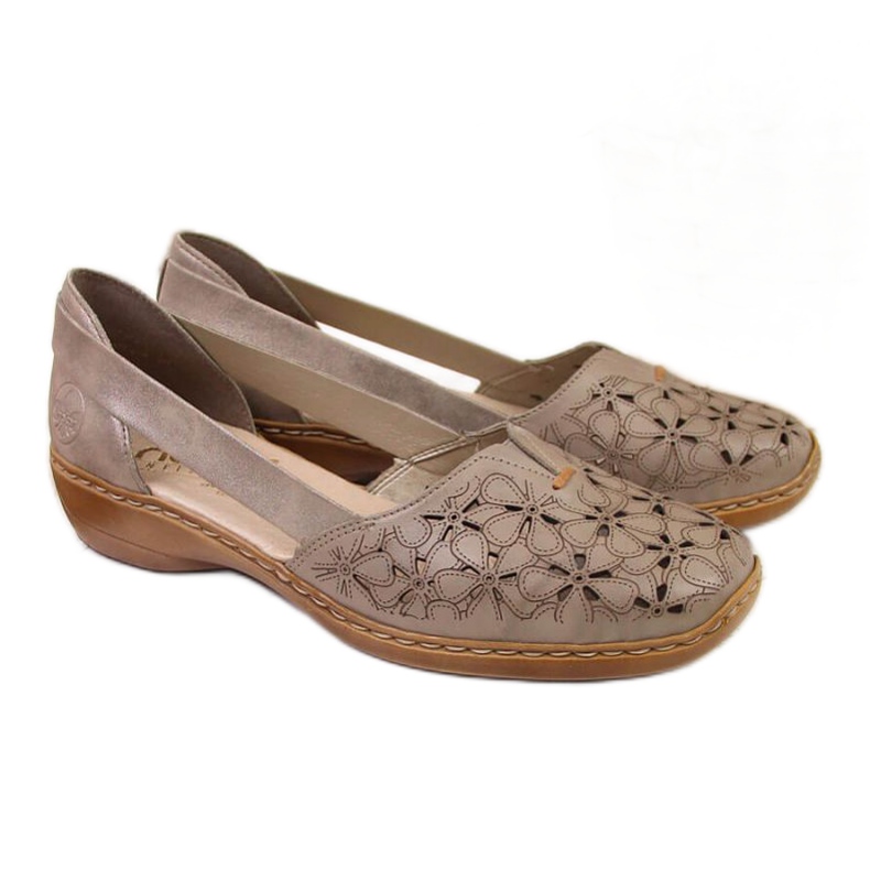 Genombrutna skor W Rieker 41356 beige