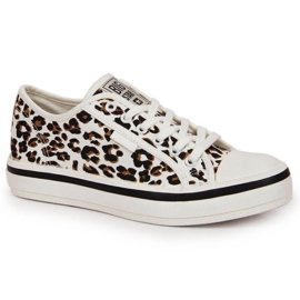 Leopardmönstrade Big Star W JJ274615 vita sneakers brun