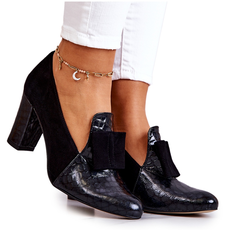 PA2 Svarta Kathleen Mocka Snakeskin Pumps