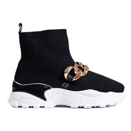 TRENDI Slip-on sneakers med kedja svart