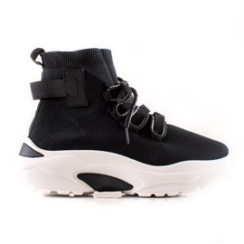 TRENDI Slip-on sneakers med en strumpa svart