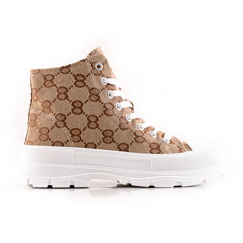 Bona Mönstrade höga sneakers brun