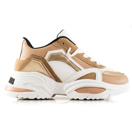 TRENDI Eco Leather Sneakers beige vit brun