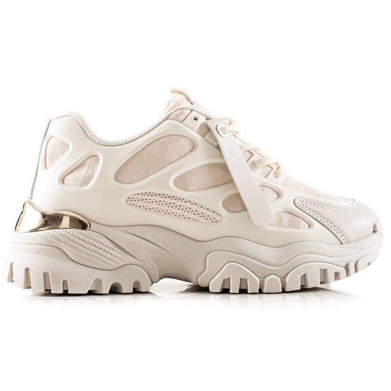 TRENDI Sneakers med mockaskär beige