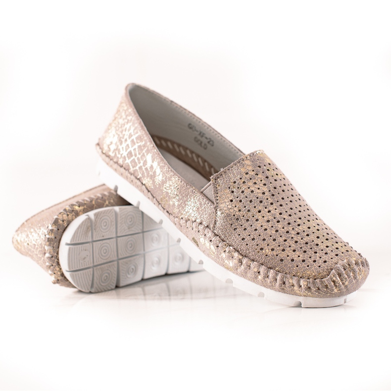 Goodin Loafers i gyllene läder beige