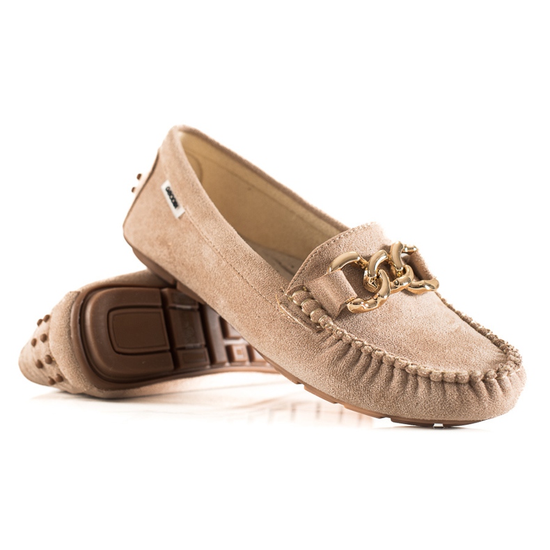 Goodin Klassiska mockasiner med prydnad beige