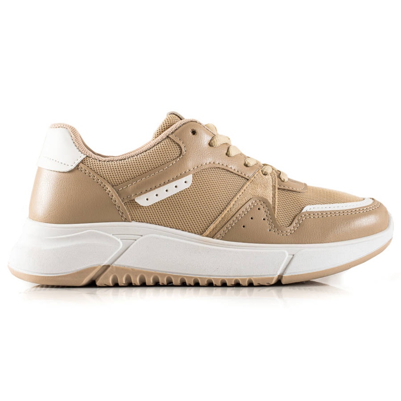 Ideal Shoes Beige sneakers på plattformen