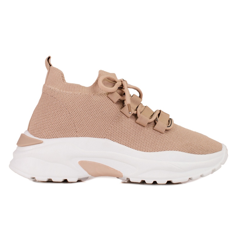 TRENDI Knytna Sneakers På Plattformen beige