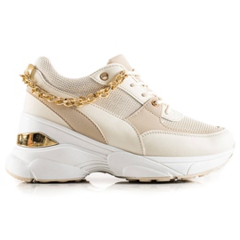 Ideal Shoes Sneakers Med Kedja beige