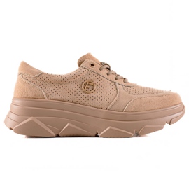 Filippo Beige lädersneakers brun