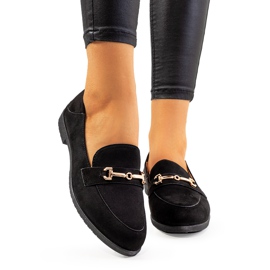 Svarta Aniria loafers med platt klack