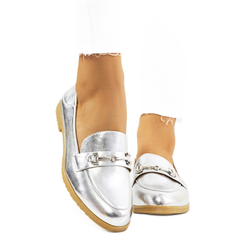 Silver Aniria loafers med platt klack silver-