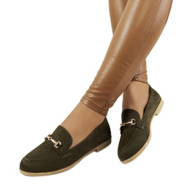 Gröna Aniria loafers med platt klack kaki