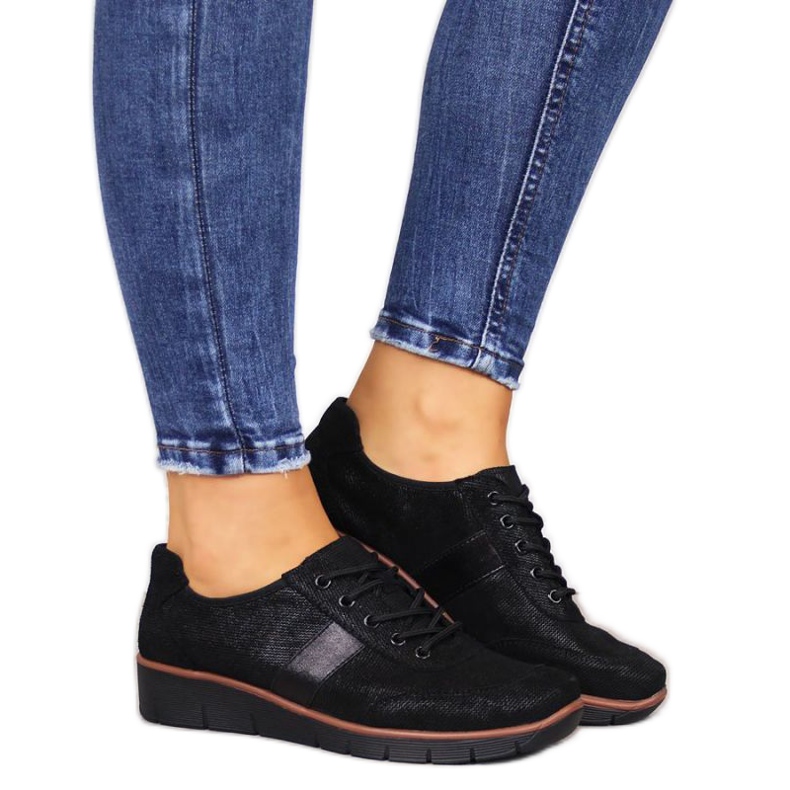 Läderskor på kilen Filippo W PAW68A svart