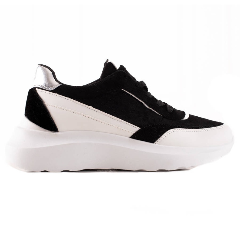 TRENDI Fashionabla SVART-VITA Sneakers silver-