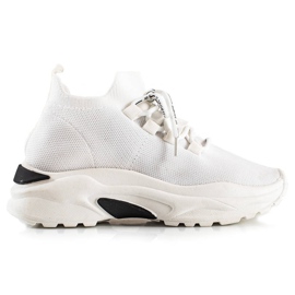 TRENDI Knytna Sneakers På Plattformen vit