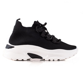 TRENDI Knytna Sneakers På Plattformen svart