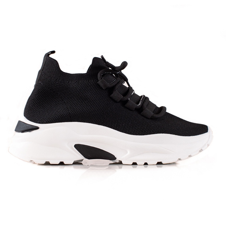 TRENDI Knytna Sneakers På Plattformen svart