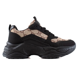 Seastar Svarta sneakers med mönster beige brun